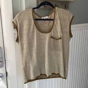 Madewell green and white striped knit shirt